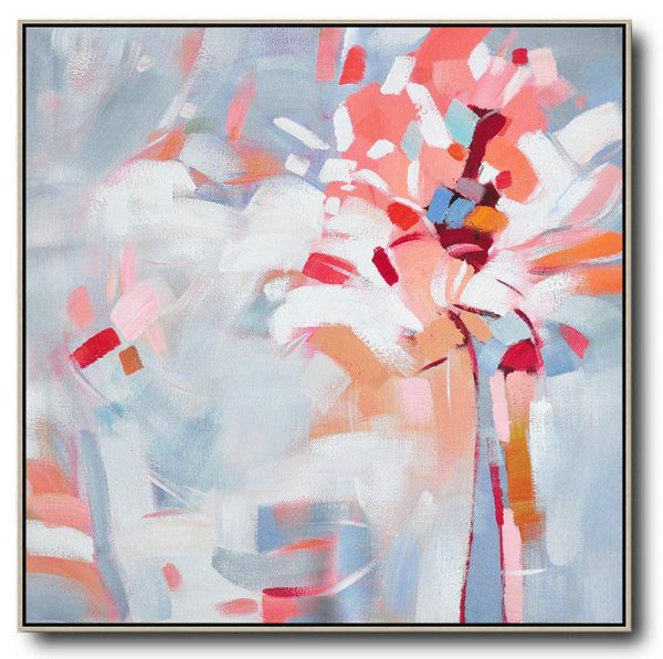 Original Artwork Extra Large Abstract Painting,Oversized Abstract Flower Painting,Large Abstract Wall Art,Pink,White,Gray.etc