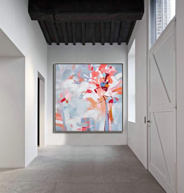 Original Artwork Extra Large Abstract Painting,Oversized Abstract Flower Painting,Large Abstract Wall Art,Pink,White,Gray.etc - Image 4