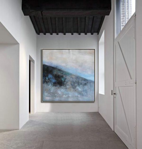 Original Abstract Painting Extra Large Canvas Art,Oversized Abstract Landscape Painting,Canvas Paintings For Sale,Gray,Blue,Black.etc - Image 5