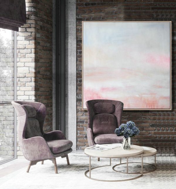 Huge Abstract Painting On Canvas,Oversized Abstract Painting,Oversized Custom Canvas Art,White,Gray,Pink.etc - Image 3