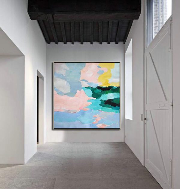 Oversized Canvas Art On Canvas,Oversized Abstract Art,Unique Canvas Art,Blue,Green,Pink,Yellow.etc - Image 6