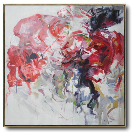 Large Abstract Painting On Canvas,Horizontal Abstract Landscape Oil Painting On Canvas,Modern Abstract Wall Art