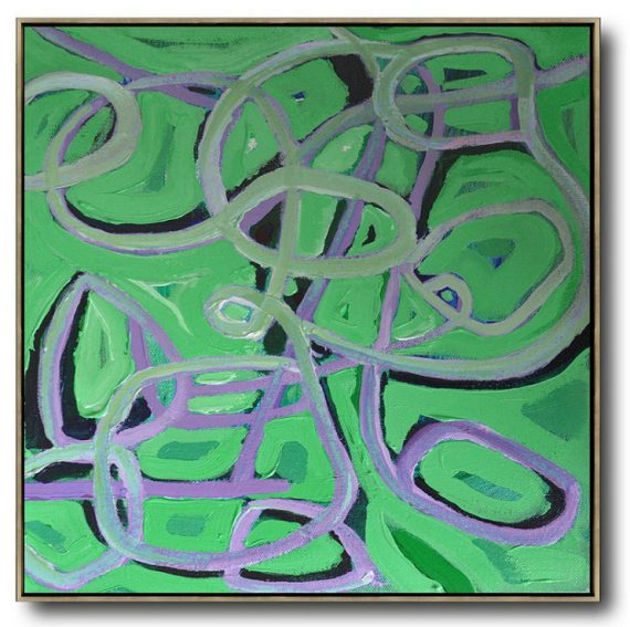 Extra Large Painting,Oversized Palette Knife Painting Contemporary Art On Canvas,Large Wall Art Home Decor,Light Green,Purple,Black.etc