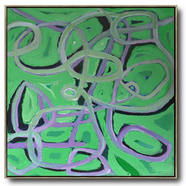 Extra Large Painting,Oversized Palette Knife Painting Contemporary Art On Canvas,Large Wall Art Home Decor,Light Green,Purple,Black.etc