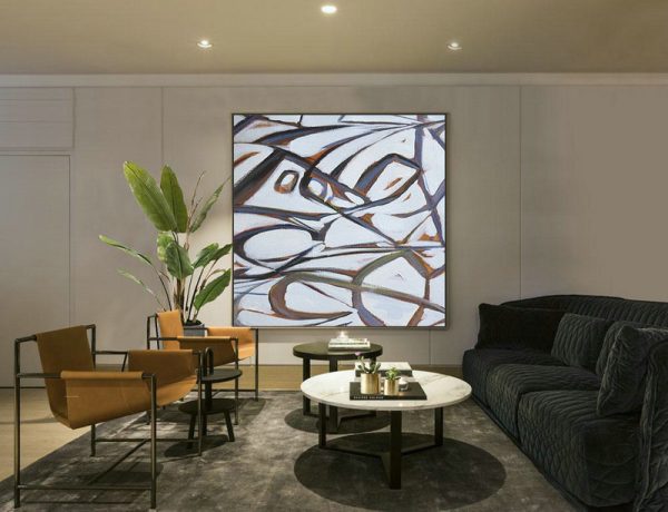 Large Abstract Painting Canvas Art,Oversized Palette Knife Painting Contemporary Art On Canvas,Huge Abstract Canvas Art,Violet Ash,White,Orange.etc - Image 2