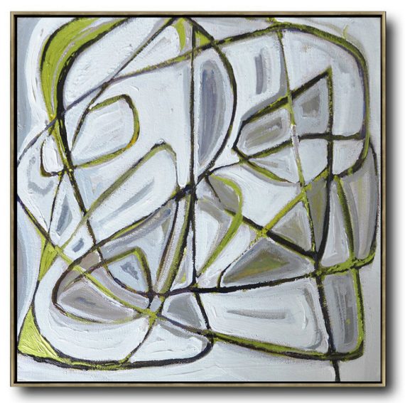 Large Contemporary Art Acrylic Painting,Oversized Palette Knife Painting Contemporary Art On Canvas,Canvas Artwork For Sale,Yellow,White,Grey.etc