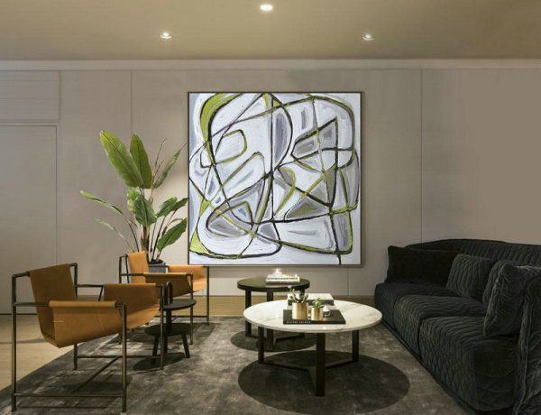 Large Contemporary Art Acrylic Painting,Oversized Palette Knife Painting Contemporary Art On Canvas,Canvas Artwork For Sale,Yellow,White,Grey.etc - Image 2