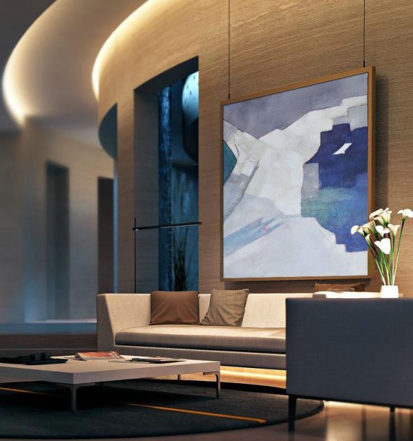 Large Abstract Art,Oversized Contemporary Art,Hand Made Original Art,Blue,White,Grey.etc - Image 5