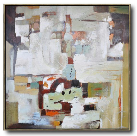 Large Abstract Art,Oversized Contemporary Art,Multicolor Abstract Painting,Brown,White,Red,Dark Green.etc