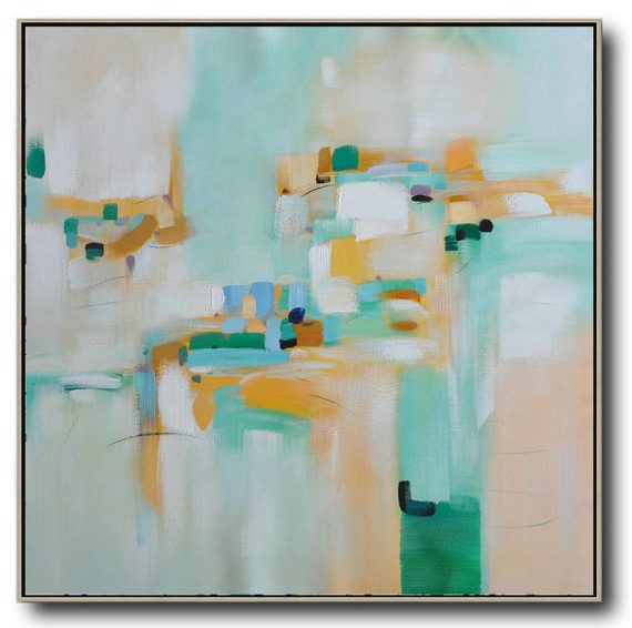 Hand Made Abstract Art,Oversized Contemporary Art,Abstract Artwork Online,Green,Yellow,Blue,White.etc