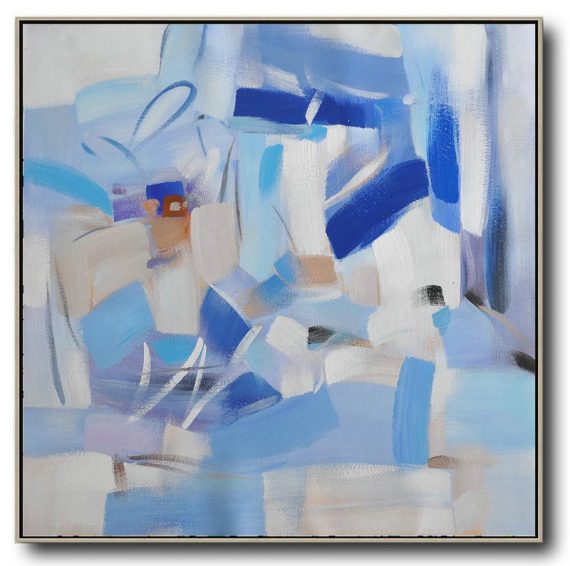 Oversized Canvas Art On Canvas,Oversized Contemporary Art,Large Canvas Wall Art For Sale,Blue,White,Sky Blue,Gray Violet.etc