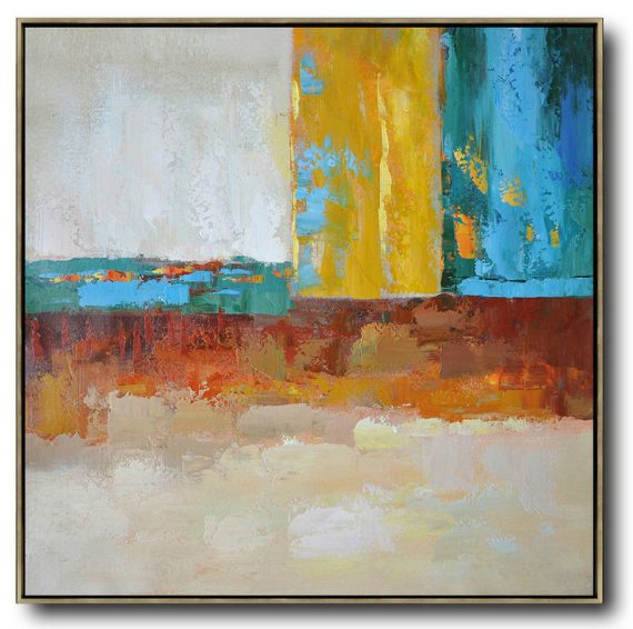 Extra Large Abstract Painting On Canvas,Oversized Contemporary Art,Custom Oil Painting,Blue,Yellow,Orange,Dark Green.etc