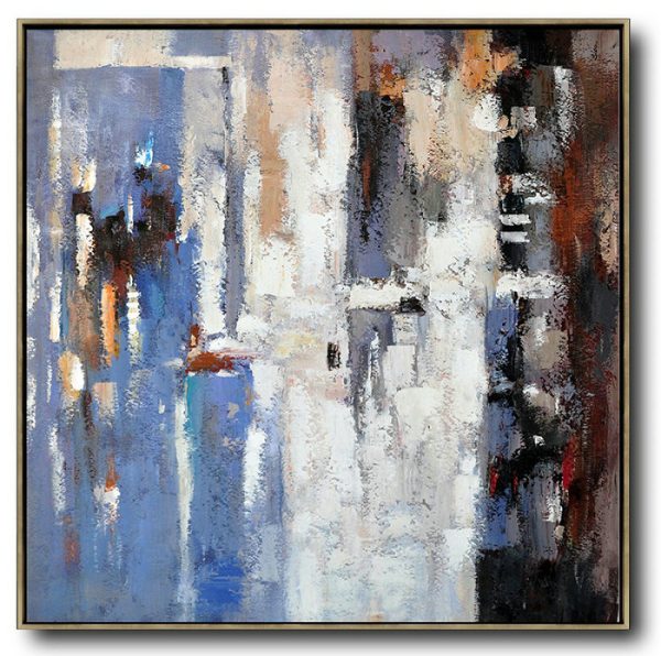 Extra Large 72 Acrylic Painting,Oversized Contemporary Art,Large Canvas Art,Modern Art Abstract Painting,Blue,White,Brown,Red.etc