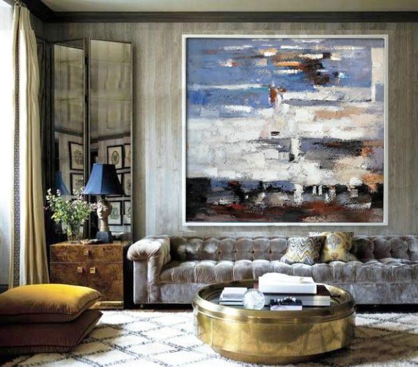 Extra Large 72 Acrylic Painting,Oversized Contemporary Art,Large Canvas Art,Modern Art Abstract Painting,Blue,White,Brown,Red.etc - Image 4