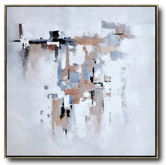 Hand Made Abstract Art,Oversized Contemporary Art,Original Art Acrylic Painting,Taupe,Grey,White,Black.etc