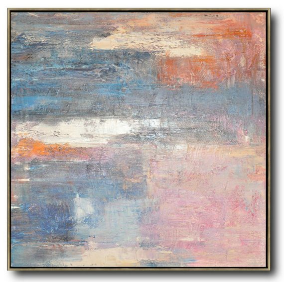 Large Modern Abstract Painting,Oversized Contemporary Art,Original Art Acrylic Painting,Pink,Blue,Orange,Beige.etc