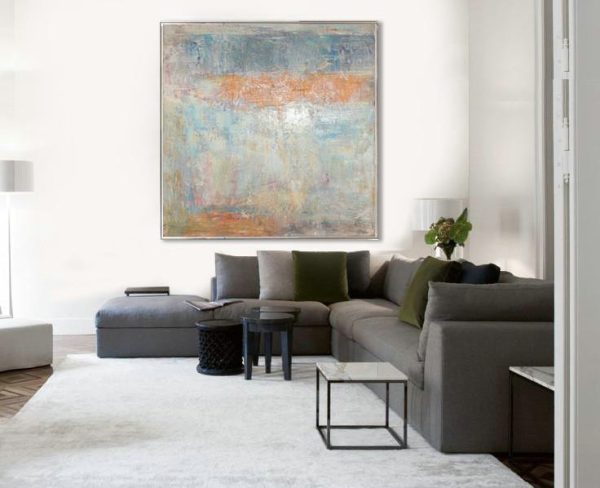 Huge Abstract Painting On Canvas,Oversized Contemporary Art,Modern Art Abstract Painting,Taupe,White,Orange,Yellow,Grey.etc - Image 4