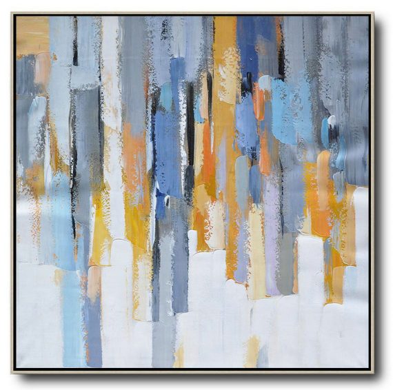 Handmade Large Contemporary Art,Oversized Contemporary Art,Large Paintings For Living Room,White,Yellow,Blue,Grey,Orange.etc