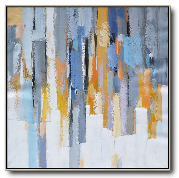 Handmade Large Contemporary Art,Oversized Contemporary Art,Large Paintings For Living Room,White,Yellow,Blue,Grey,Orange.etc
