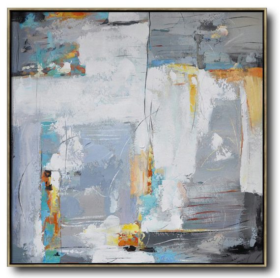 Hand Painted Extra Large Abstract Painting,Oversized Contemporary Art,Original Abstract Art Paintings,Violet Ash,White,White,Yellow.etc