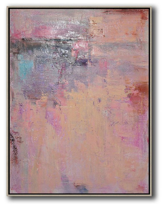 Modern Art Abstract Painting,Vertical Palette Knife Contemporary Art,Canvas Wall Paintings,Purple,Dark Red,Black,Yellow.etc