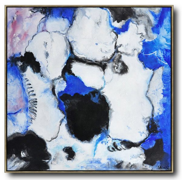 Extra Large 72 Acrylic Painting,Contemporary Oil Painting,Canvas Wall Paintings,Blue,White,Black,Purple.etc