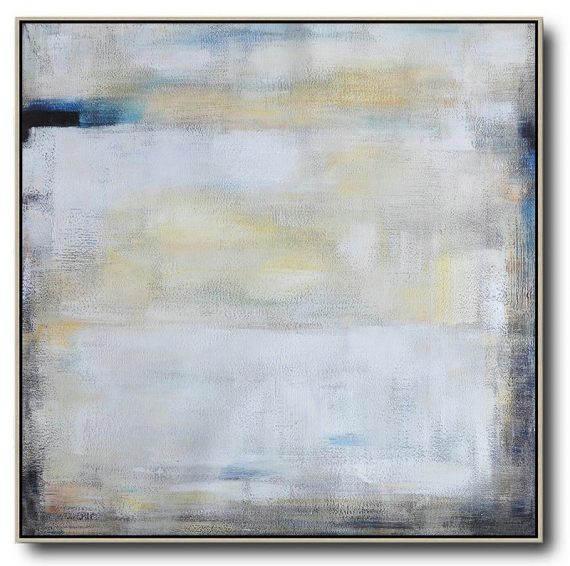 Extra Large Textured Painting On Canvas,Oversized Contemporary Painting,Canvas Wall Art Home Decor,White,Yellow,Blue,Black.etc