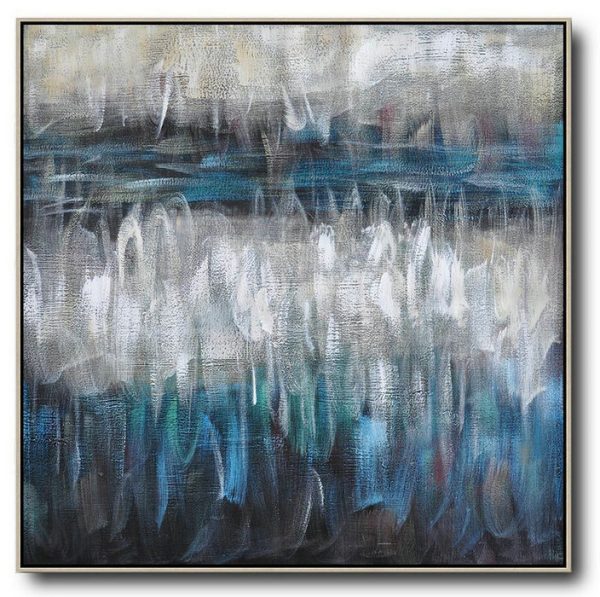 Extra Large 72 Acrylic Painting,Oversized Contemporary Painting,Large Abstract Art Handmade Acrylic Painting,White,Blue,Brown,Black.etc