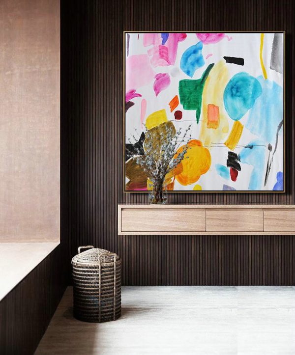 Handmade Large Painting,Oversized Contemporary Painting On Canvas,Abstract Painting On Canvas,Yellow,White,Grey.etc - Image 4