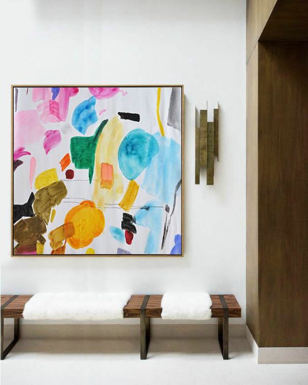 Handmade Large Painting,Oversized Contemporary Painting On Canvas,Abstract Painting On Canvas,Yellow,White,Grey.etc - Image 5
