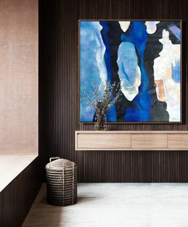 Original Artwork Extra Large Abstract Painting,Oversized Blue Contemporary Painting On Canvas,Personalized Canvas Art,Blue,Black,White,Sky Blue.etc - Image 4