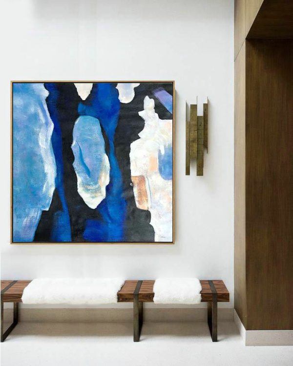 Original Artwork Extra Large Abstract Painting,Oversized Blue Contemporary Painting On Canvas,Personalized Canvas Art,Blue,Black,White,Sky Blue.etc - Image 5