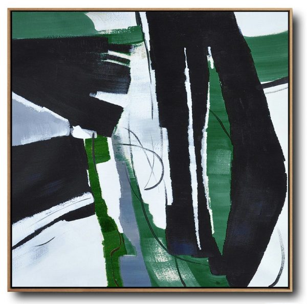 Original Extra Large Wall Art,Oversized Dark Green Contemporary Painting On Canvas,Acrylic Painting Canvas Art,Dark Green,Balck,White.etc