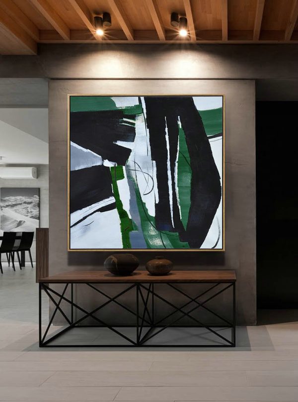 Original Extra Large Wall Art,Oversized Dark Green Contemporary Painting On Canvas,Acrylic Painting Canvas Art,Dark Green,Balck,White.etc - Image 3