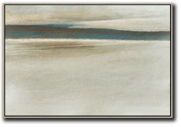 Large Modern Abstract Painting,Horizontal Palette Knife Contemporary Art,Canvas Wall Art,Beige,White,Brown.etc