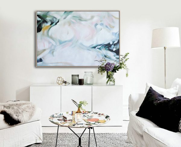 Original Artwork Extra Large Abstract Painting,Oversized Horizontal Abstract Art,Modern Wall Decor,White,Pink,Black,Green.etc - Image 4