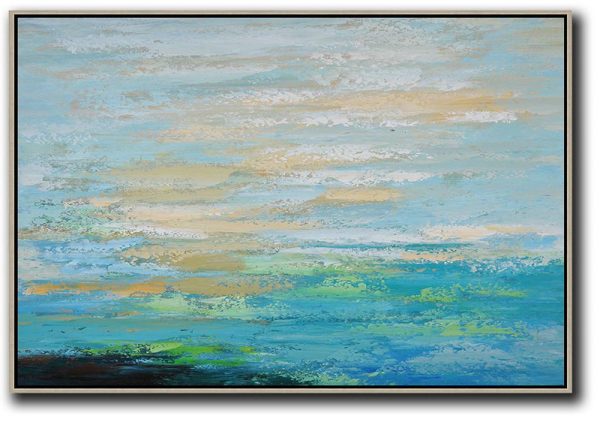 Extra Large Acrylic Painting On Canvas,Oversized Horizontal Contemporary Art,Acrylic Painting On Canvas,Navy Blue,Yellow,Black.etc