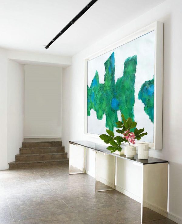 Large Abstract Painting Canvas Art,Horizontal Abstract Landscape Art,Hand Painted Original Art,White,Green,Blue.etc - Image 4