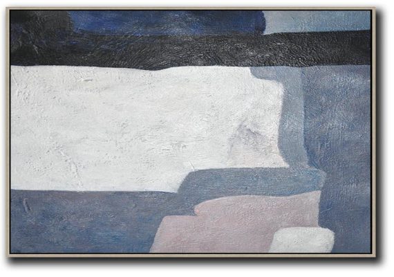 Canvas Painting Wall Decor,Horizontal Palette Knife Contemporary Art,Modern Wall Art,White,Black,Purple Grey,Pink.etc
