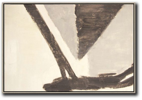 Large Abstract Art Handmade Oil Painting,Oversized Horizontal Contemporary Art,Giant Canvas Wall Art,Light Yellow,Grey,Black.etc