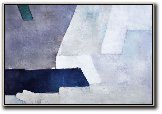 Decorating A Big Living Room,Oversized Horizontal Contemporary Art,Large Abstract Wall Art,Purple,White,Dark Blue.etc