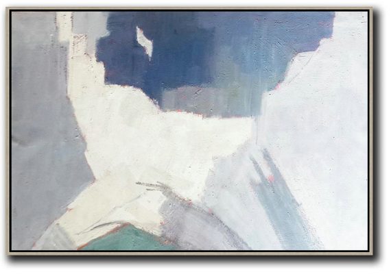 Extra Large Painting,Oversized Horizontal Contemporary Art,Large Canvas Wall Art For Sale,White,Grey,Blue.etc