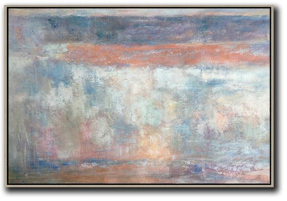 Large Abstract Painting On Canvas,Oversized Horizontal Contemporary Art,Abstract Art Decor Large Canvas Painting,Purple Grey,White,Earthy Yellow .etc