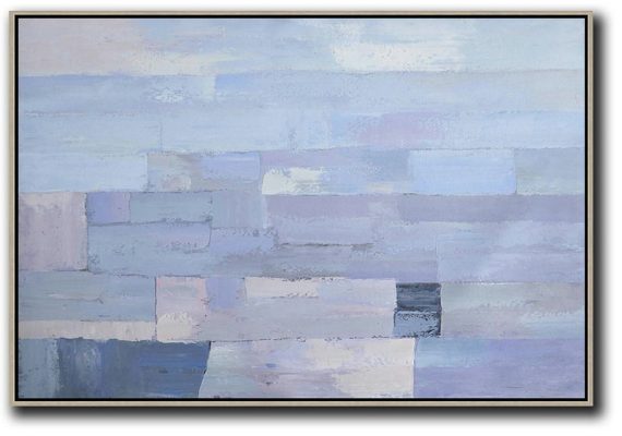Big Living Room Decor,Oversized Horizontal Contemporary Art,Canvas Wall Art,Sky Blue,Purple,White.etc