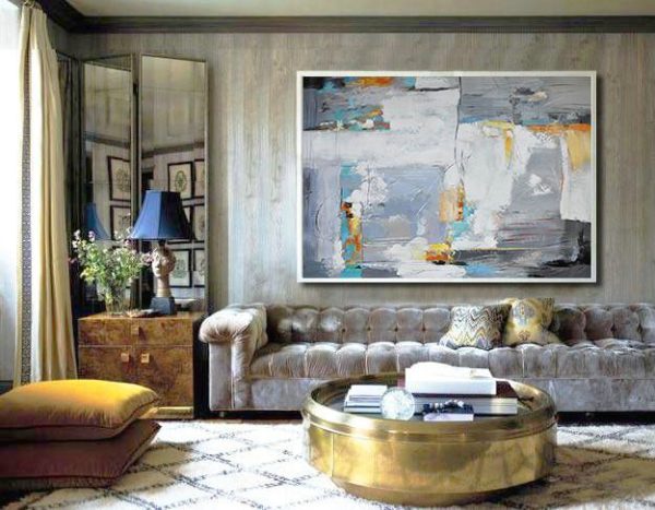 Home Canvas Wall Art,Oversized Horizontal Contemporary Art,Artwork For Sale,White,Grey,Yellow.etc - Image 3