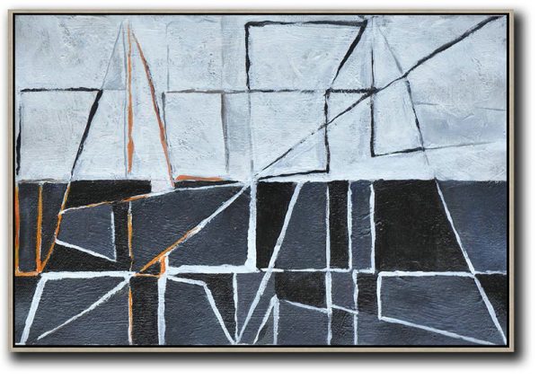 Large Abstract Painting On Canvas,Horizontal Minimal Art - Hand Paint Large Clean Modern Art