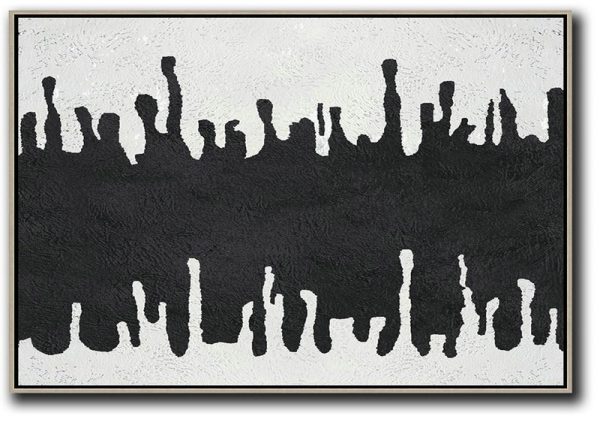 Handmade Acrylic Painting,Oversized Horizontal Minimal Art On Canvas - Original Abstract Art Paintings