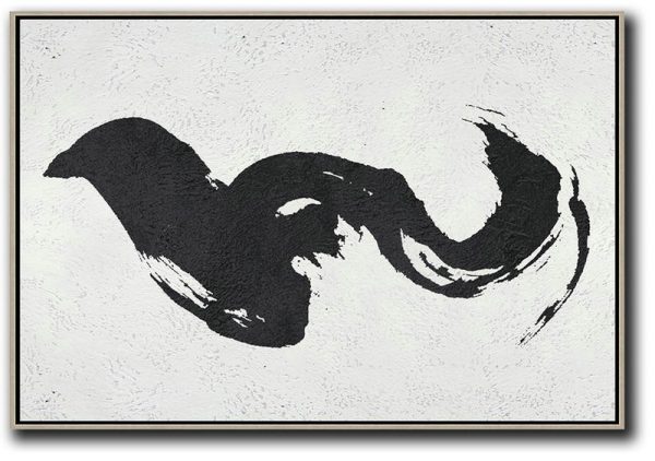 Hand-Painted Contemporary Art,Oversized Horizontal Minimal Art On Canvas - Original Abstract Painting Canvas Art