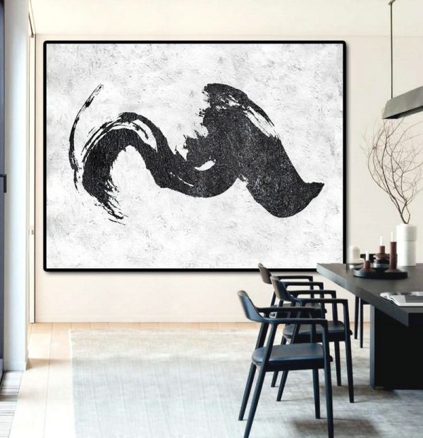 Hand-Painted Contemporary Art,Oversized Horizontal Minimal Art On Canvas - Original Abstract Painting Canvas Art - Image 3