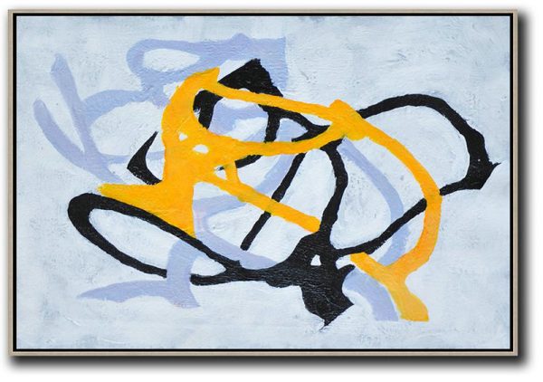Handmade Large Contemporary Art,Hand-Painted Oversized Horizontal Minimal Art On Canvas - Lounge Room Decor